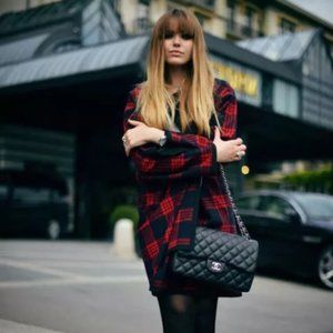 BNWOT $148 ZARA Studio Black & Red Plaid Cape Coat